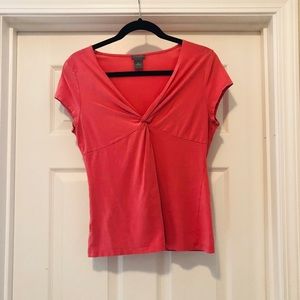 Ann Taylor pinkish peach shirt sleeve shirt
